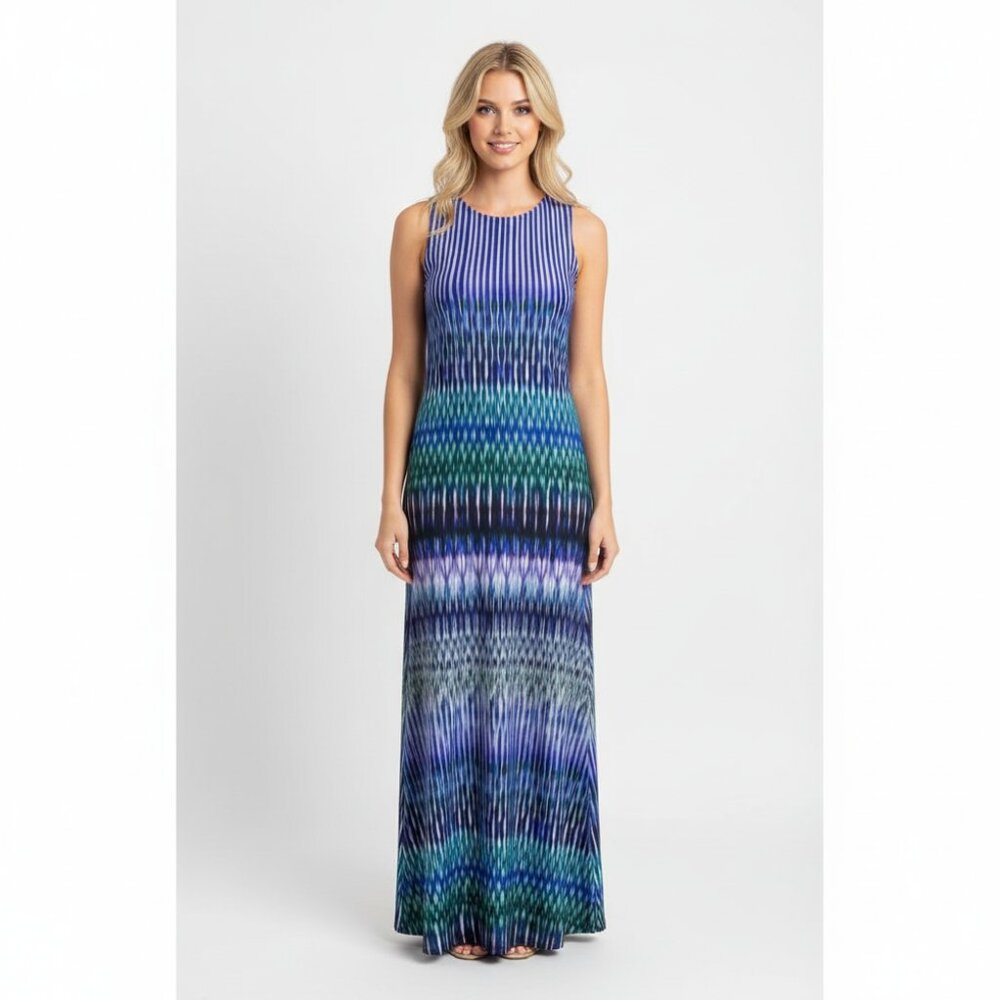 NWOT Julia Jordan Maxi Dress 2 Purple Blur Pattern Abstract Relaxed Fit